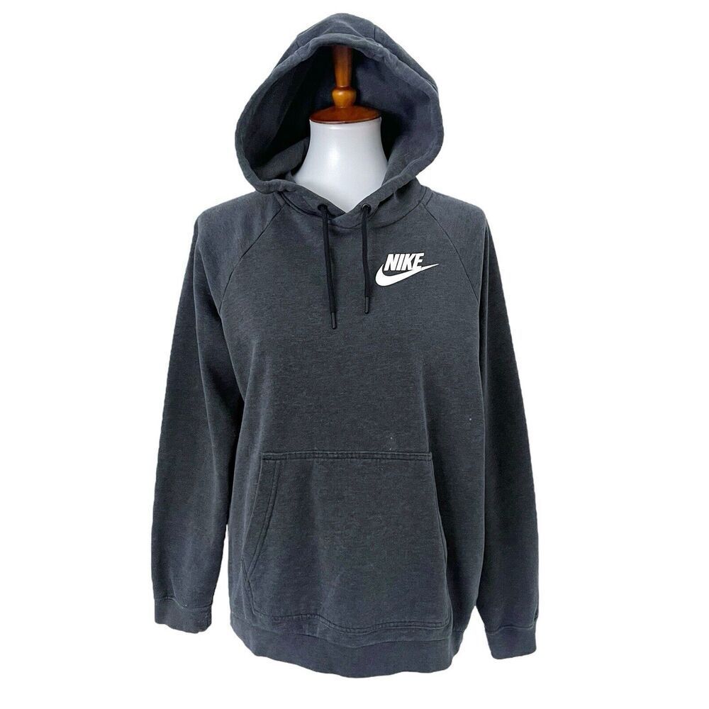 Nike Women's Hooded Pullover Rally Sweatshirt Dark Gray M AJ6315-032 Grey Hoodie